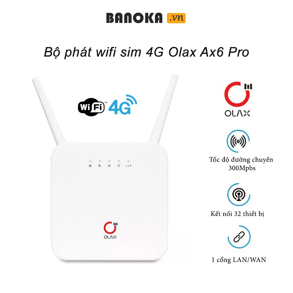 Bộ Phát Wifi 4G Olax AX6 PRO B Tốc Độ 150Mbps, Cắm Điện Trực Tiếp hoặc dùng Pin 4000mAh (tặng kèm)